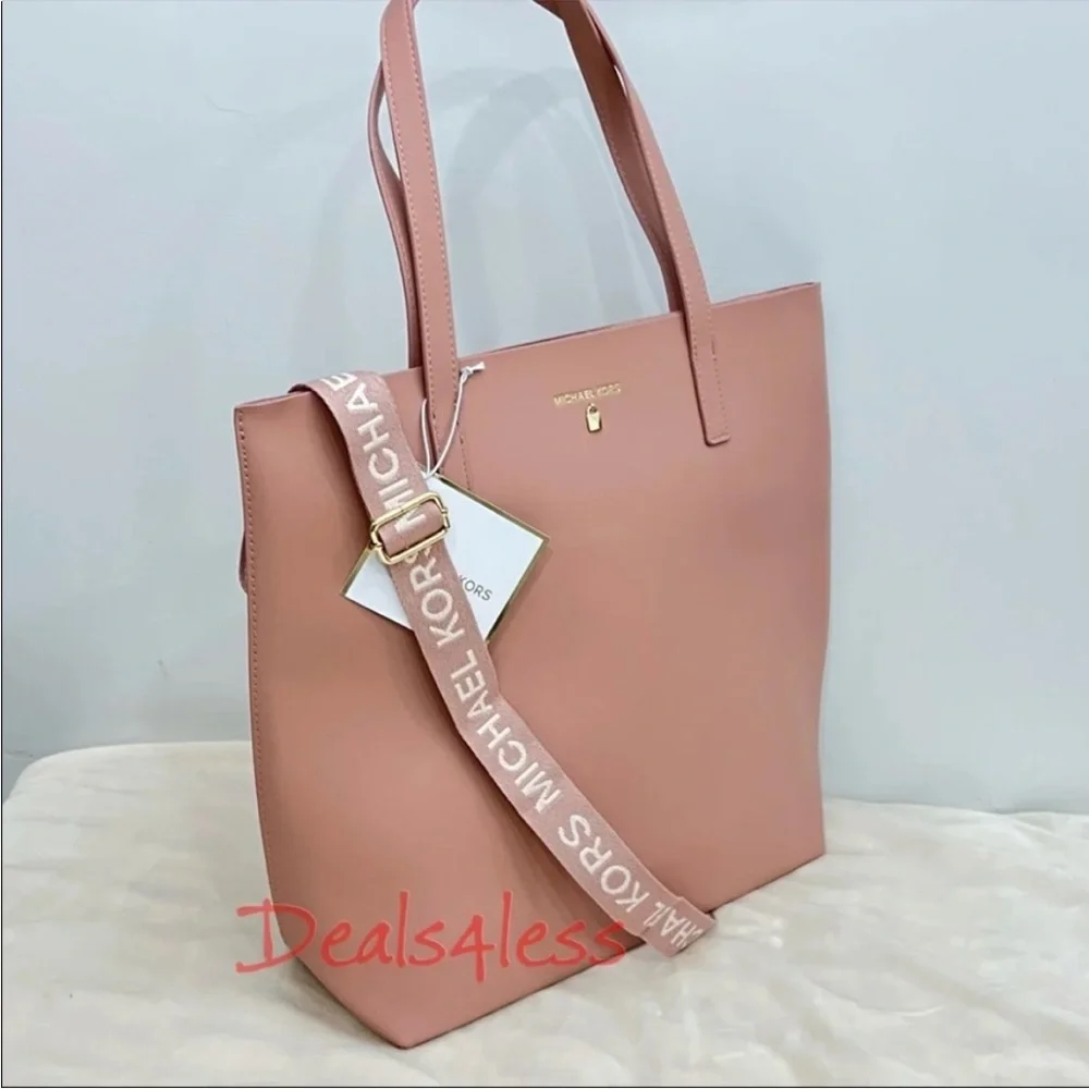 Michael Kors Tote Bag Purse Blush Gold Large Shoulder Bag Shopper Crossbody NEW - Picture 4 of 9